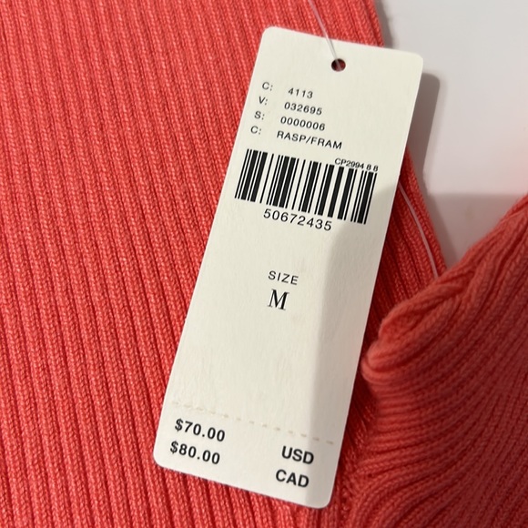 Anthropologie Women's Ribbed Off Shoulder Knit Shirt Size Medium Coral - Picture 7 of 7